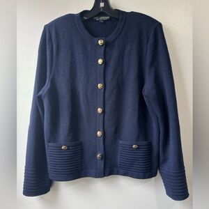 Set Vintage St. John Blue Pants Cardigan Set
